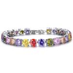 Princess Multicolour Cubic Zironia Tennis Bracelet Charm Women Wedding Jewelry