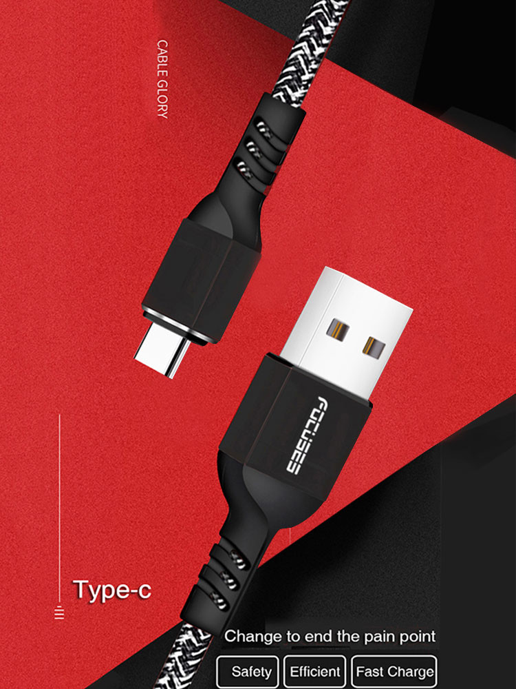 Fast Charge Nylon USB 2.0 Type C Cable For Mobliphone