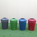 Industrial 4 Bins Dia 600mm 240 Liter Steel Outdoor Trash Can