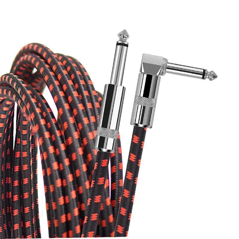 Musical Instrument Noiseless 6.35 Colored Braid Jack Instrument Electric Tweed Guitar Cables