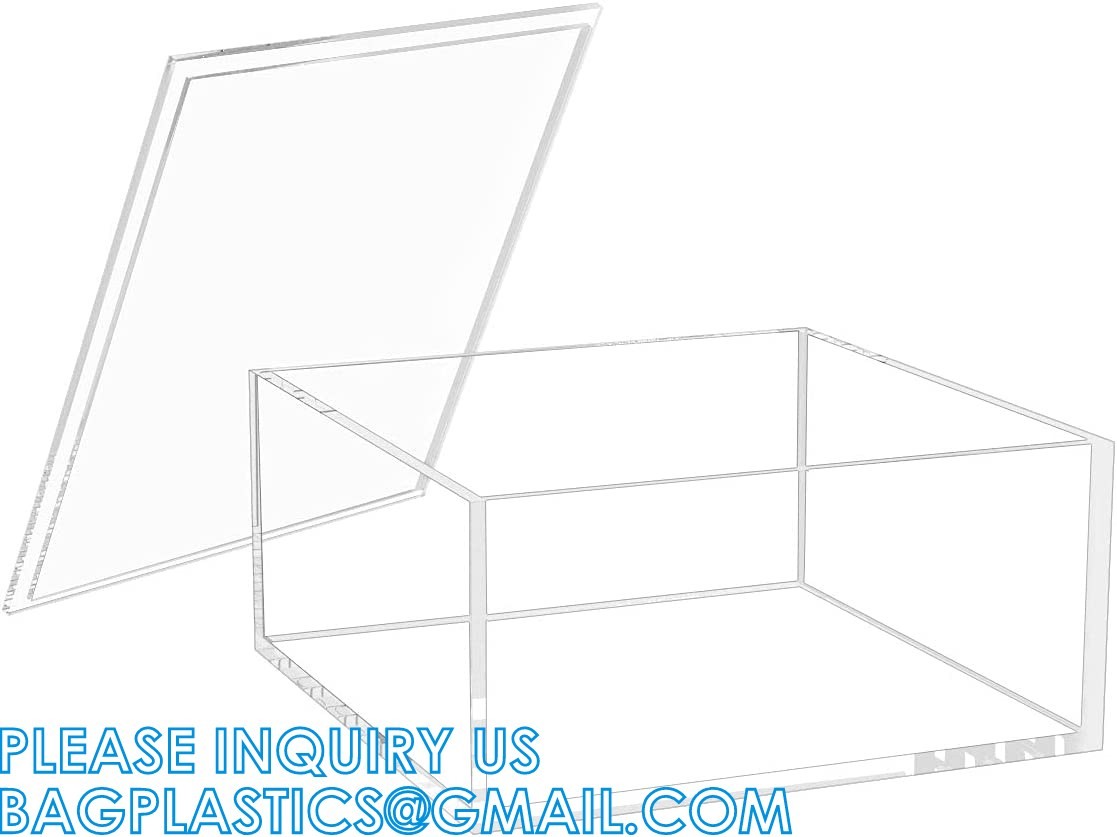 Clear Cube Display Case, Multi-Purpose Box Square Container, Decorative Acrylic Box with Lid, Stackable