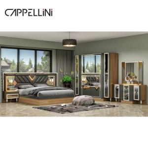 Wholesale American Wood Frame Double Leather King Size Bed Home Master Room Suite Wooden Cheap Full Modern Bedroom Furniture Set from china suppliers
