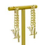 0.8 x 10mm Pearl Chandelier Earrings 14k Gold Long Hoop Earrings For Women