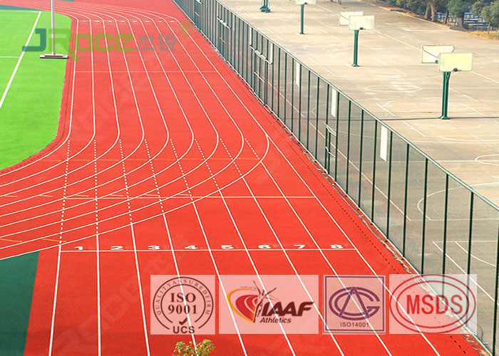 Outdoor Sport Polyurethane Track Surface , Rubber Track And Field Spike Resistant