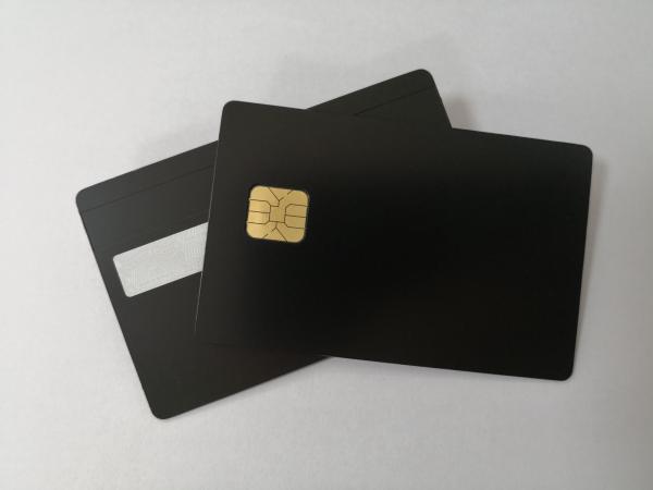SLE4428 Big Contact Chip Matte Black Metal Business Cards With 9mm Magnetic
