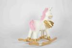 White Toddler Wooden Toys Rocking Horse Unicorn For High Rack Stuffed Animal