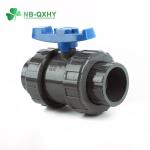 Grey and Black PVC Double Union Ball Valve 2" Swimming Pool Channel Straight