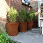 Outdoor Garden Metal Flower Pots Tapered Cylinder Corten Steel Conical Planters