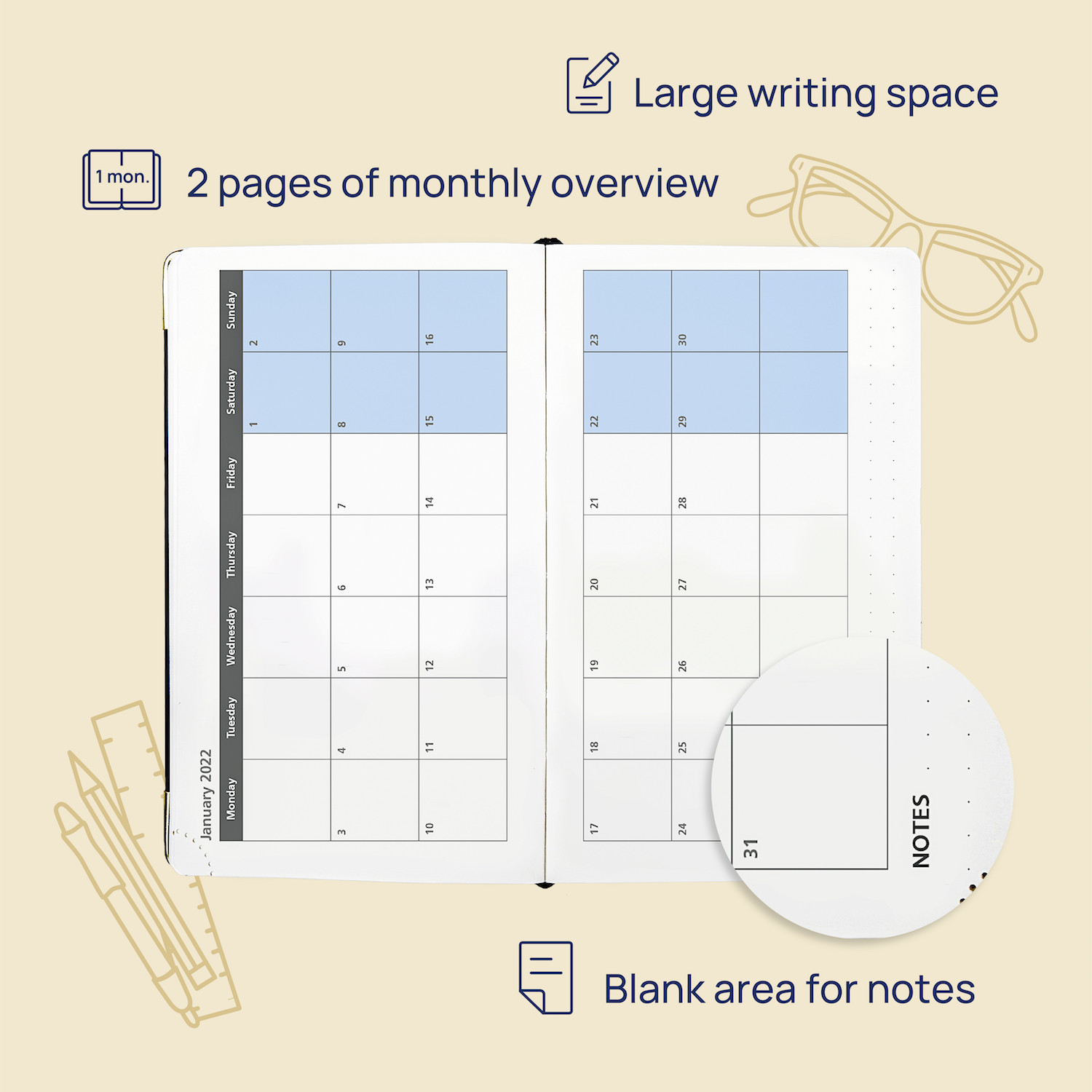6.75'' x 4'' Small Academic Planner Weekly Scheduled On 2 Pages