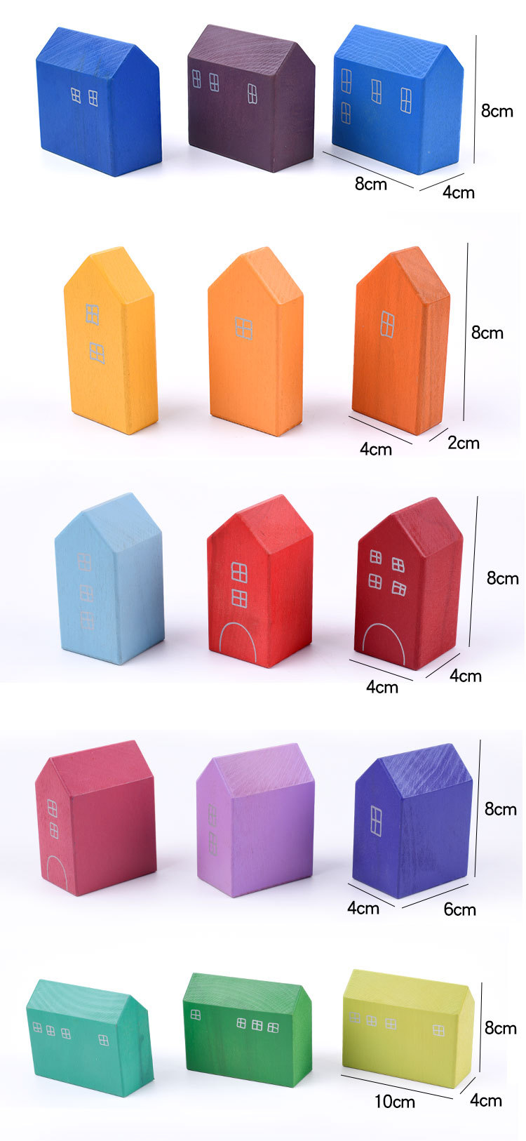 Baby 15cm Bridge Wooden Building Blocks Toy Nesting Rainbow Block Set