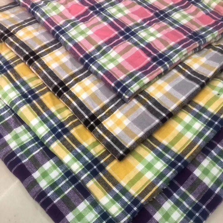Check Shirt Yarn Dyed Plaid Cotton Fabric Brushed Tartan Woven