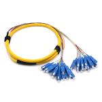SC UPC 24 Cores Fiber Optic Pigtail OFNR W/2 Bundles Fiber Breakout Cable OS2