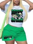 Summer Short Sleeve Graffiti Printing T-Shirt Shorts Women Tracksuit Two Piece