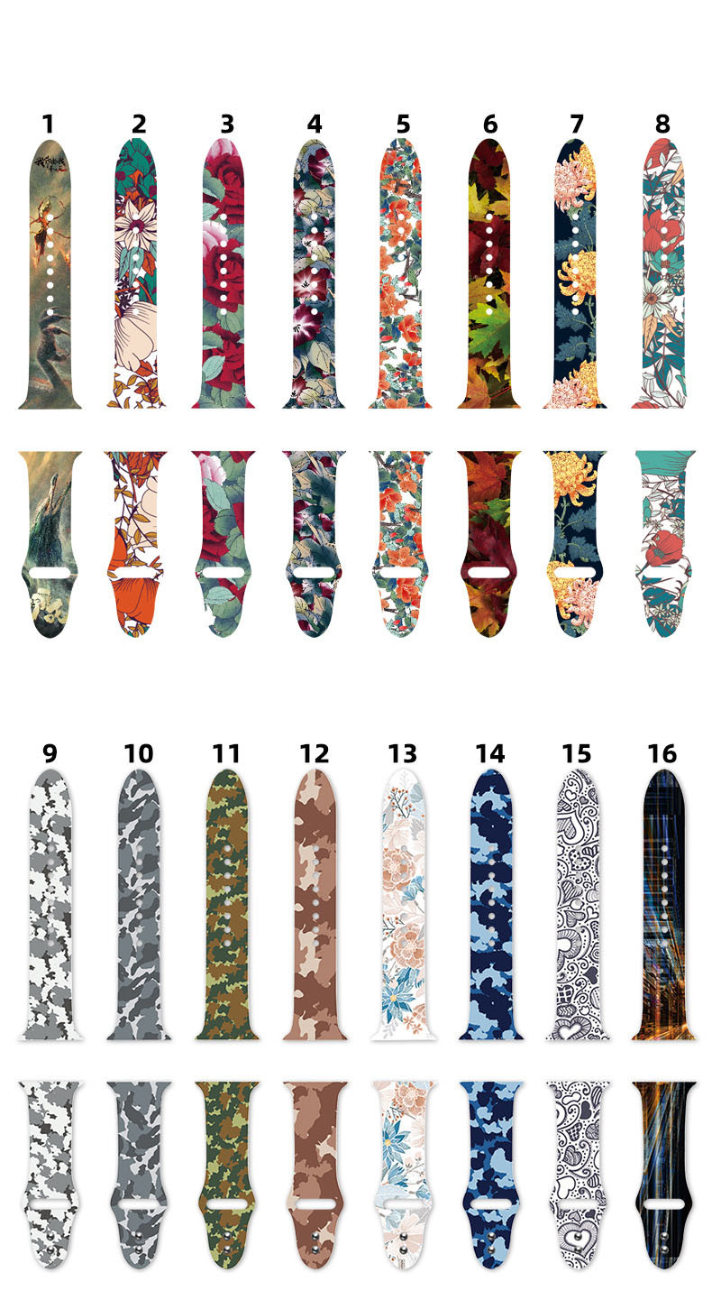 Silicone Material Smart Watch Band For Iwatch 42Mm 44 Mm Pattern Printed