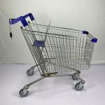 Blue Plastic Parts Supermarket Shopping Trolley Custom European Style With 4 PU