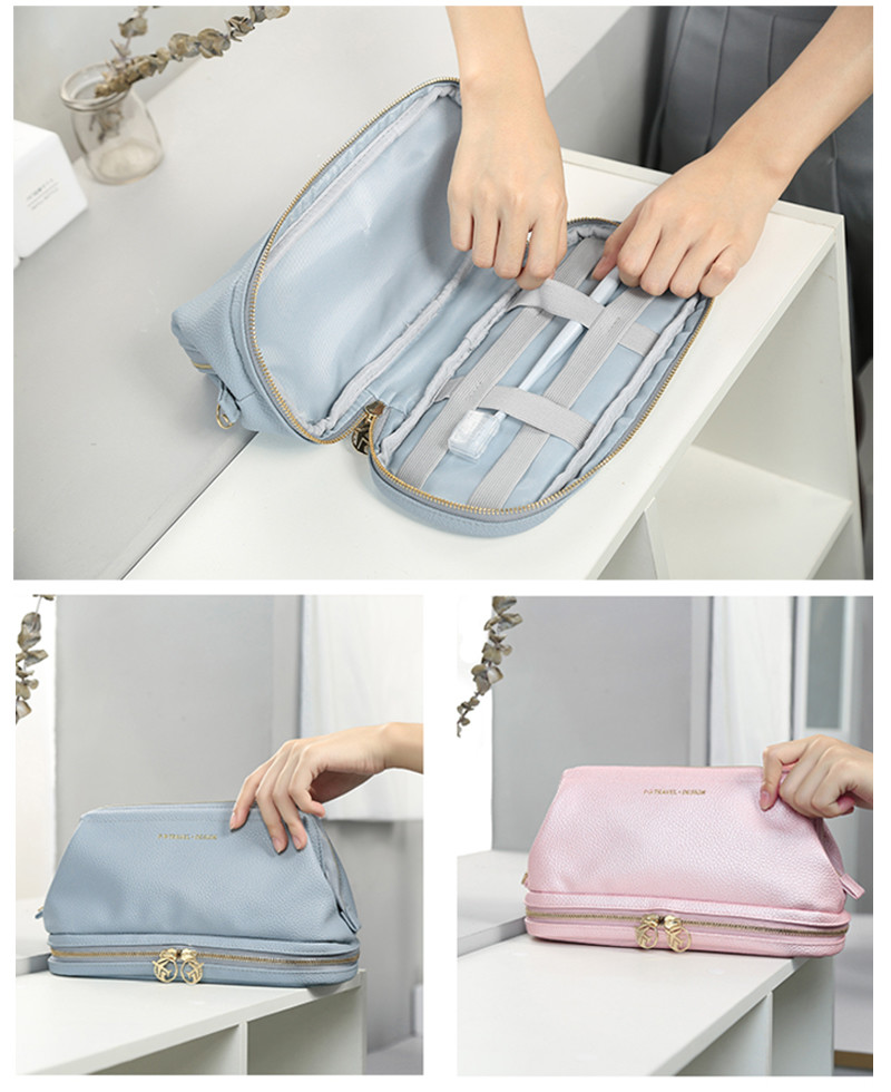 Portable Large Capacity Depth 11cm Polyester Cosmetic Bag