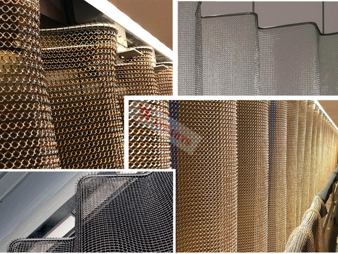 7mm Stainless Steel Ring Mesh Curtains Silver Color Used For Architectural Constructions