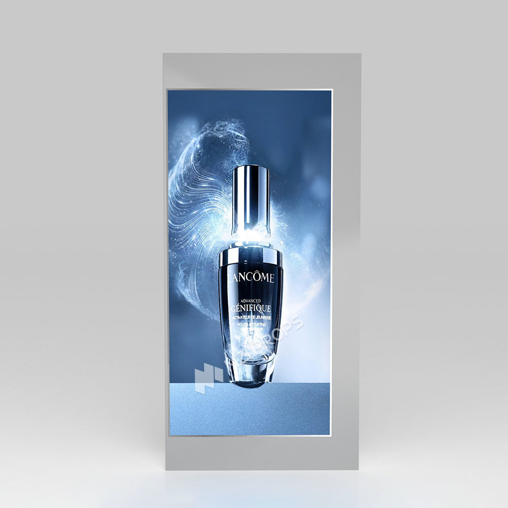 Cosmetic Shop Decoration Grey Wooden Display Cabinet For Smart Store Showcase