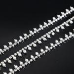 Electroplated Silver Pearl And Rhinestone Necklace 0.9cm Width