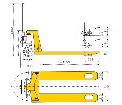 Manual Pallet Truck High Lift Forklift Truck 1 T Manual Hydraulic Ground Cattle 1.5 Ton Lifting Platform Forklift Truck