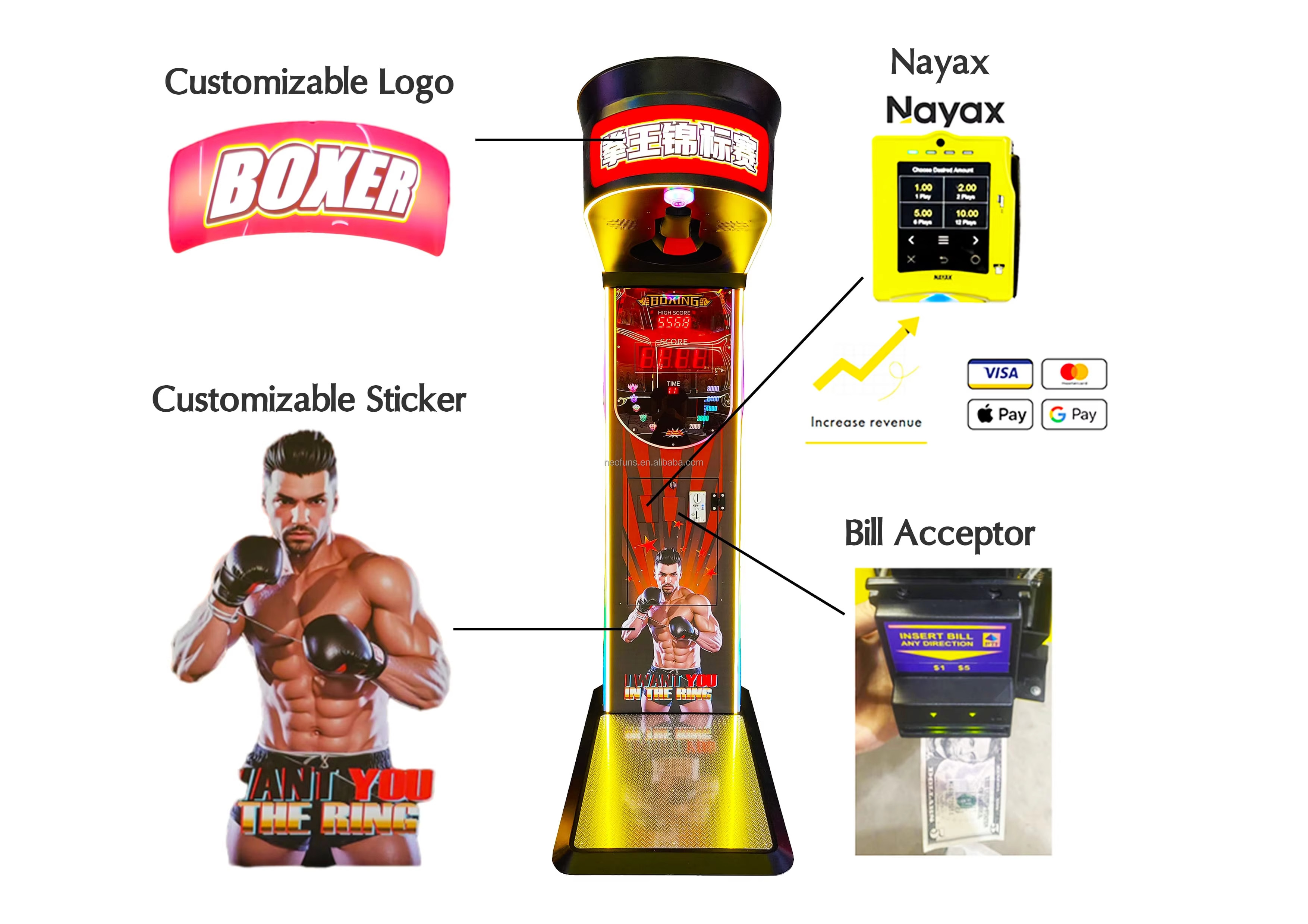 Coin Operated Electronic Sport Punch Amp Kick Boxing Arcade Game Machine Fashionable For Eye-catching Display