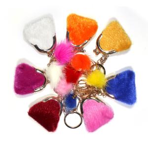 Wholesale Smooth Surface Glitter Leather Mini Bag Pom Pom Keyring Promotional Gifts from china suppliers