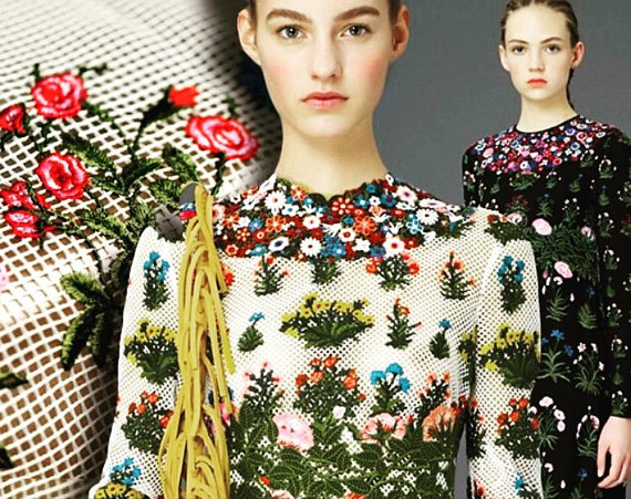 multi colored lace fabric