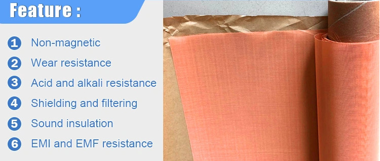 1-200 Mesh Woven Copper Mesh , 30m Length FH-002 Copper Wire Cloth