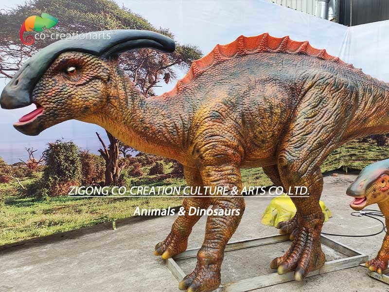 Theme Park Life Size Animatronic Dinosaur Parasaurolophus Realistic Dinosaur Model For Amusement Park