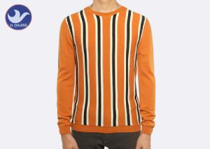 Wholesale Vertical Stripe Mens Crew Neck Sweater , Thermal Men's Cotton Cable Knit Sweater from china suppliers