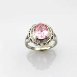 Fashion Jewelry 8mmx10mm Oval Cut Pink Cubic Zircon 925 Silver Ring(R19)