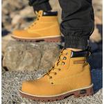 Yellow Microfiber Leather Safety Boots Beef Tendon Sole Work Shoes For Men