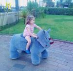 Hansel coin operated outdoor kids ride on plush animal electric scooter
