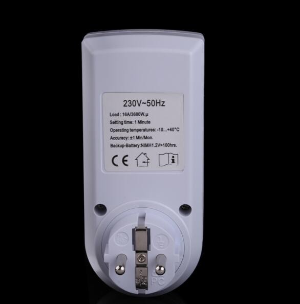 EU Plug 24 Hour Programmable Mechanical Electrical Plug Program Timer 7 Dayeek Digital LCD Display