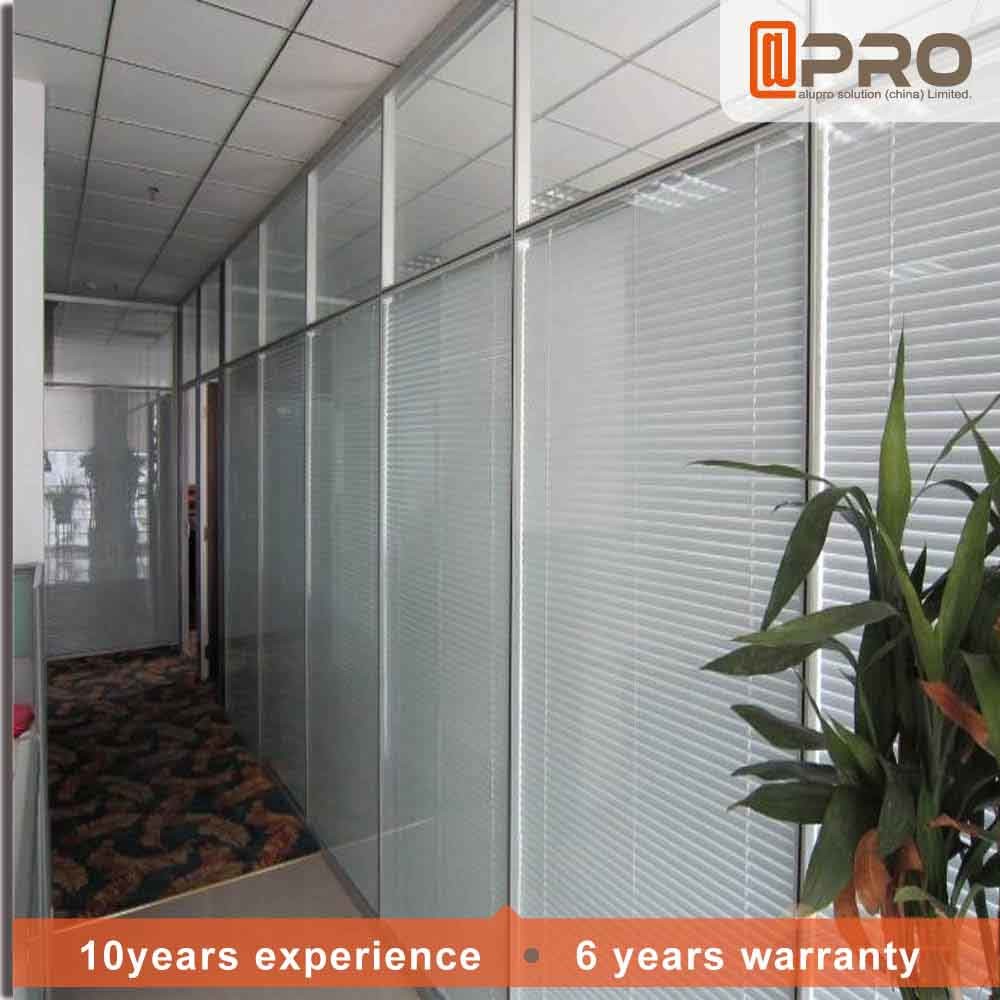 Soundproof Office Glass Partition Walls Aluminum Frame Environment - Friendly