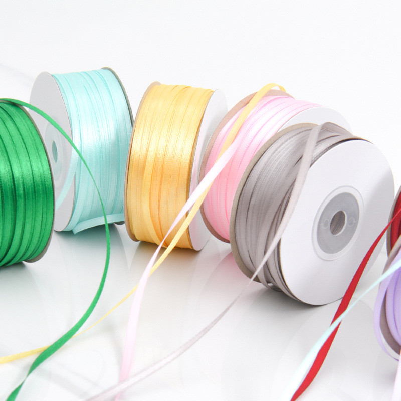 3mm Narrow Assorted Color Custom High Durability Polyester Satin Ribbon for Gift Packing