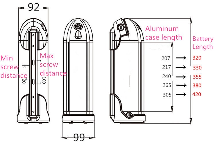 Max Width 9.9CM 36V / 48V Lithium Electric Bike Battery For Optimal Riding Experience