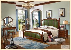 Wholesale Bedroom Set King Size Leather Wooden Furniture Bed from china suppliers