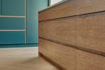 Green MDF Lacquer Open Kitchen Cabinet With Island For Hotel
