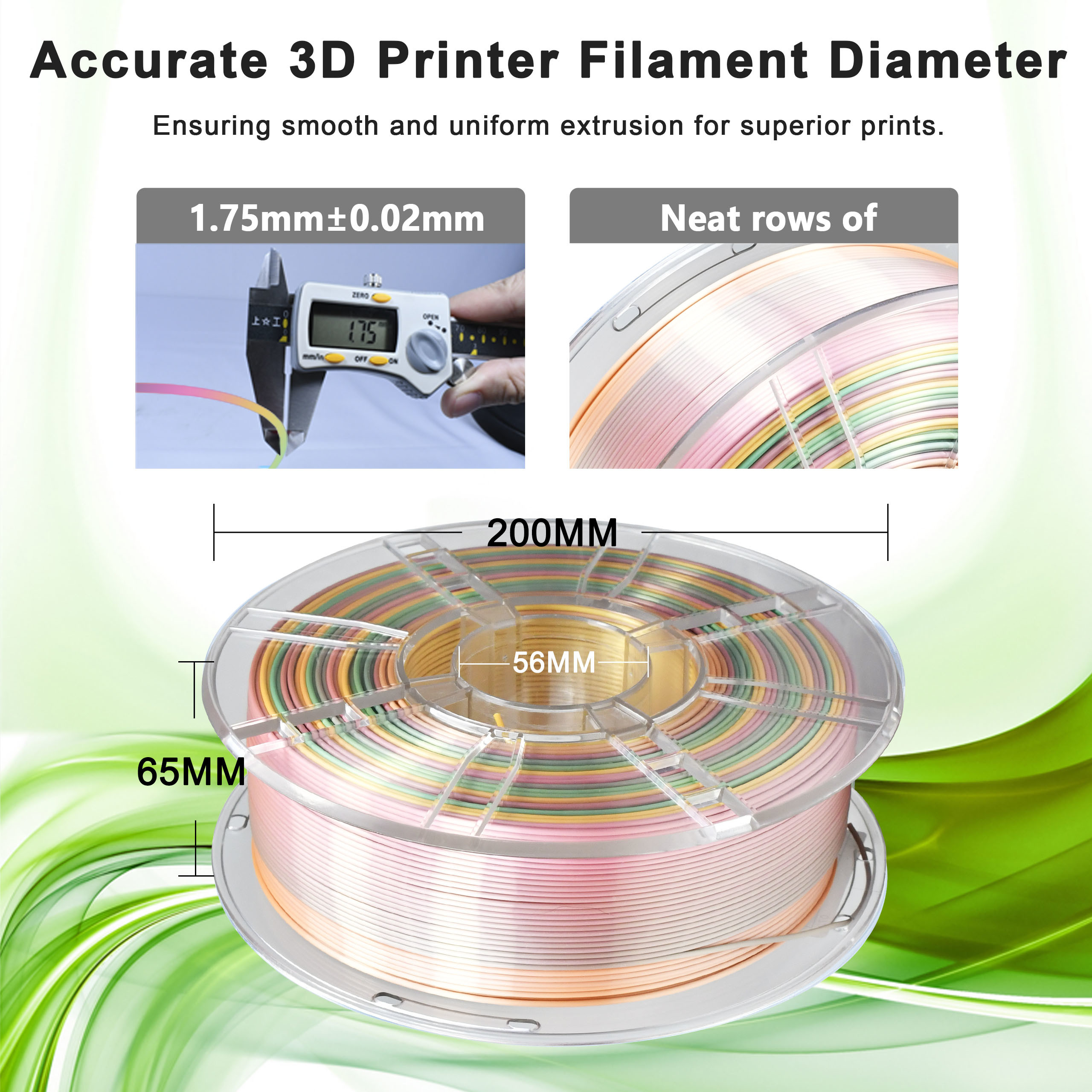 PLA Silk Rainbow Filament Toughness Enhanced 3D Print Rainbow Filament