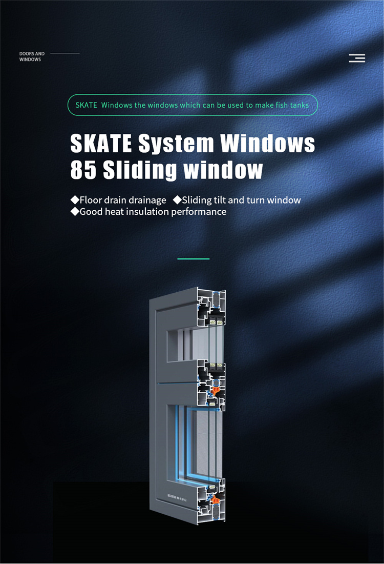 Customized SKATE 85 Series Aluminum Alloy Sliding Window at Best for Commercial Spaces