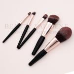 Rose Gold Ferrule Short Mini Makeup Brush Set 3tone Hair Wood Makeup Brush kit