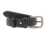 Pin Buckle Black Mens Leather Dress Belt For Jeans