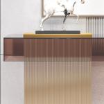 Rectangle Stainless Steel Entrance Table Wall Table Brushed Gold Metal Base
