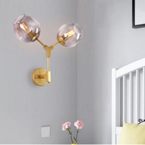 Wholesale Post modern magic bean double head glass bubble cover villa hotel corridor molecular wall lamp (WH-OR-95) from china suppliers