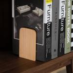 Wood Book Ends for Shelves, Wooden Bookend Support for Books and Movies