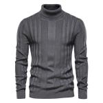 Streetwear Clothing Men'S Turtleneck Sweater Casual Knit Basic Shirt Pure Color