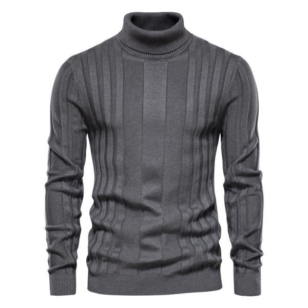 Streetwear Clothing Men'S Turtleneck Sweater Casual Knit Basic Shirt Pure Color