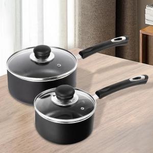 Wholesale Good Quality Kitchen 4 PCS Black Cookware Pots Cooker Round Sauce Pan Circle Cooking Pot For Cooking from china suppliers