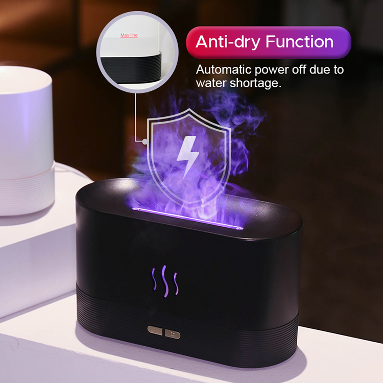 RGB light Color Change USB Ultrasonic Flame Humidifier Led RGB Colorful Essential Oil Fire Flame Aroma Diffuser